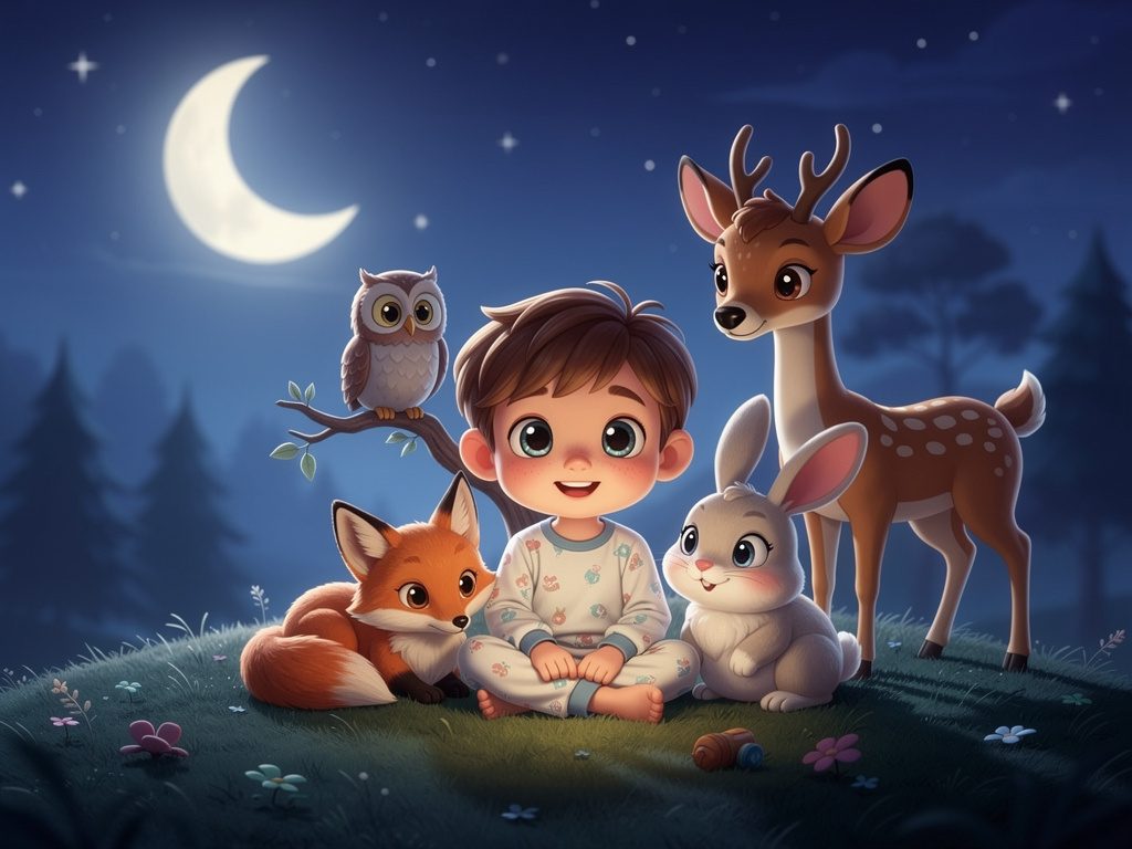 Gute Nacht Geschichte: Bens sanfte Tiernacht — Einschlafgeschichte für Ben